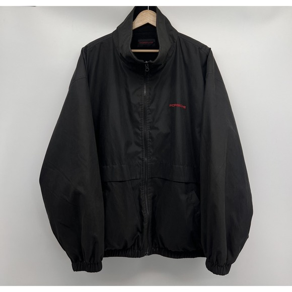 Vintage Porsche Reversible Fleece Jacket Size Large Black Double Sided Zip Up